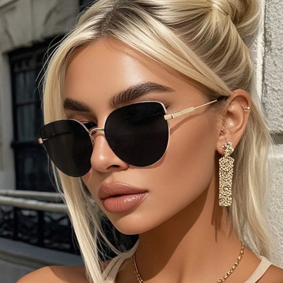 Gold Trim Cat Eye Sunglasses - Picture 1 of 5